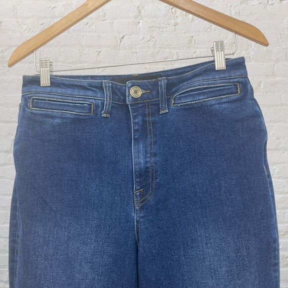 La Joie Jeans Size 10 Flare Raw Hem High Rise Medium Wash Denim - Picture 4 of 14